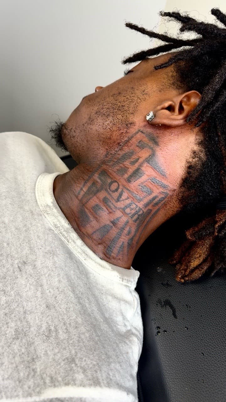 Black-work + Geometric geometric pattern tattoo on Neck (Side) by JST on TattMe