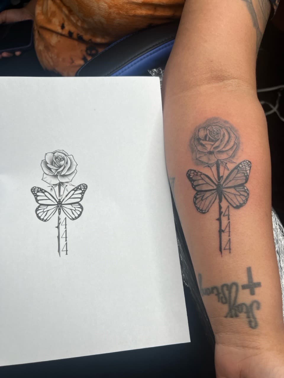 Black & Grey + Floral rose tattoo on Forearm by JST on TattMe