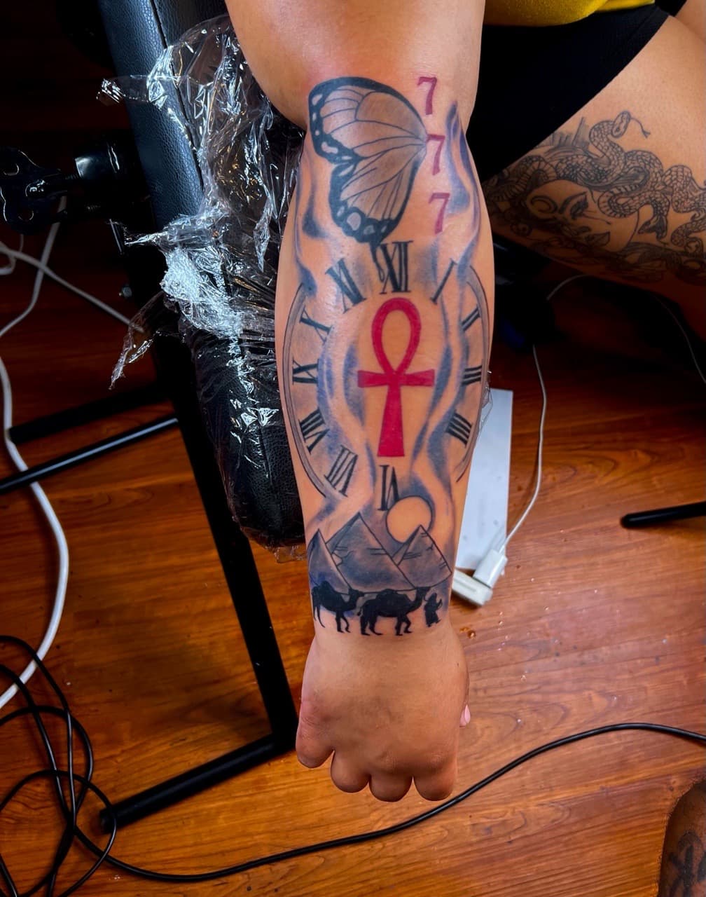 Illustrative + Black & Grey butterfly tattoo on Forearm by JST on TattMe