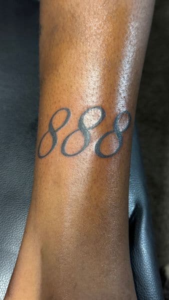 Lettering + Script numbers tattoo on Ankle by osoinks on TattMe