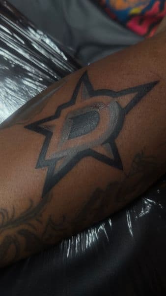Black & Grey + Geometric star tattoo on Forearm by osoinks on TattMe