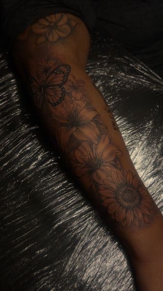 Fine Line + Black & Grey butterfly tattoo on Forearm by osoinks on TattMe