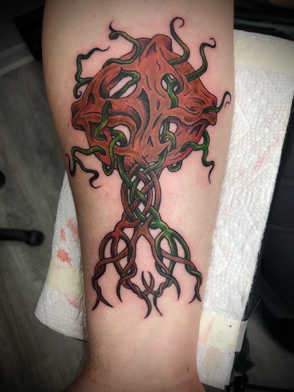Illustrative + Celtic tree tattoo on Forearm by AdrianWareTattoos on TattMe