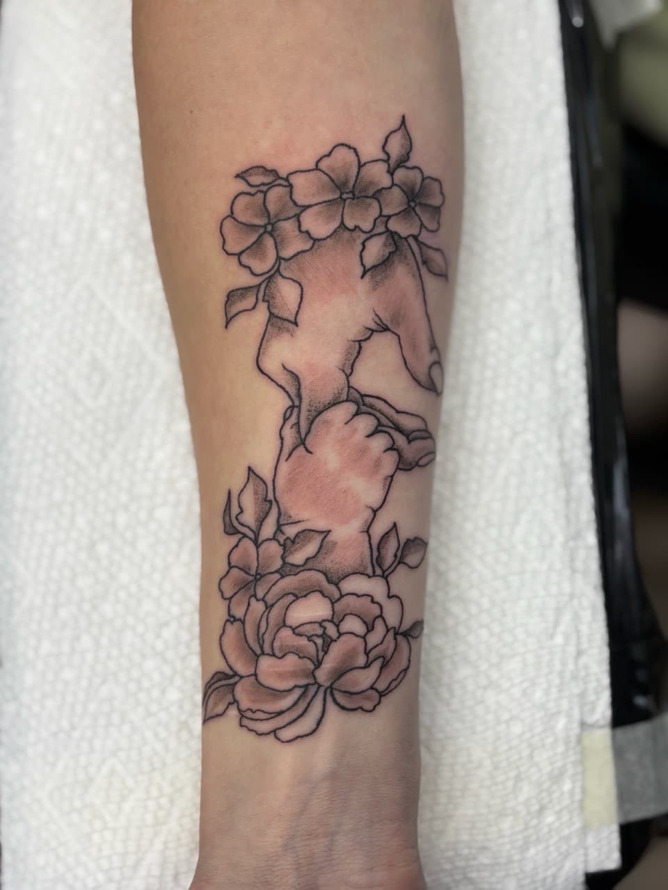 Black & Grey + Illustrative hands tattoo on Forearm by AdrianWareTattoos on TattMe