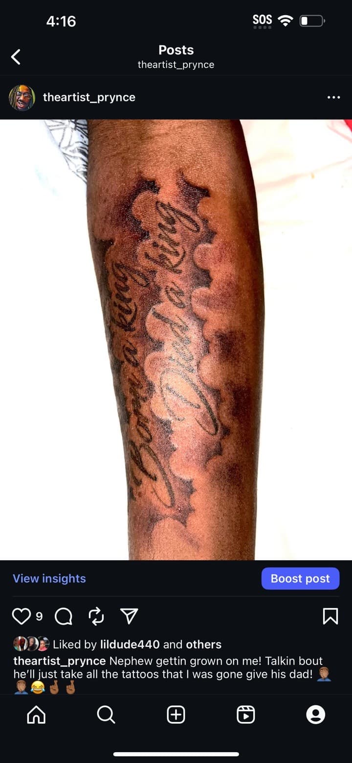 Lettering + Script clouds tattoo on Forearm by Art_by_Prynce on TattMe