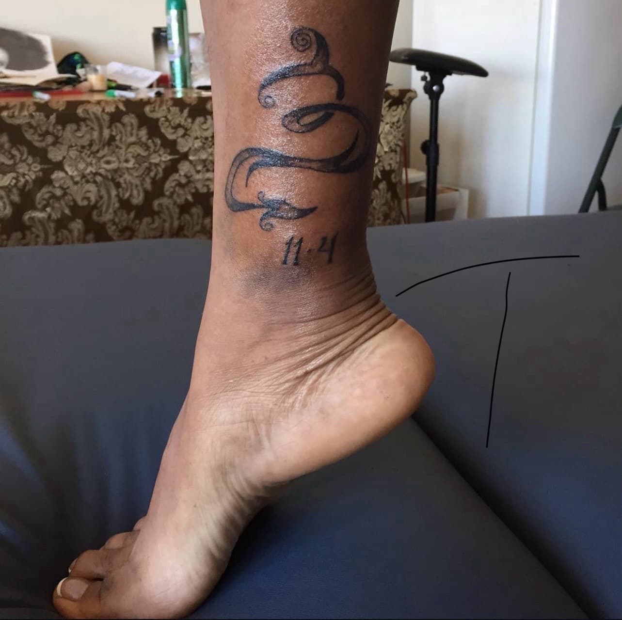 Black-work + Lettering swirl tattoo on Ankle by Art_by_Prynce on TattMe