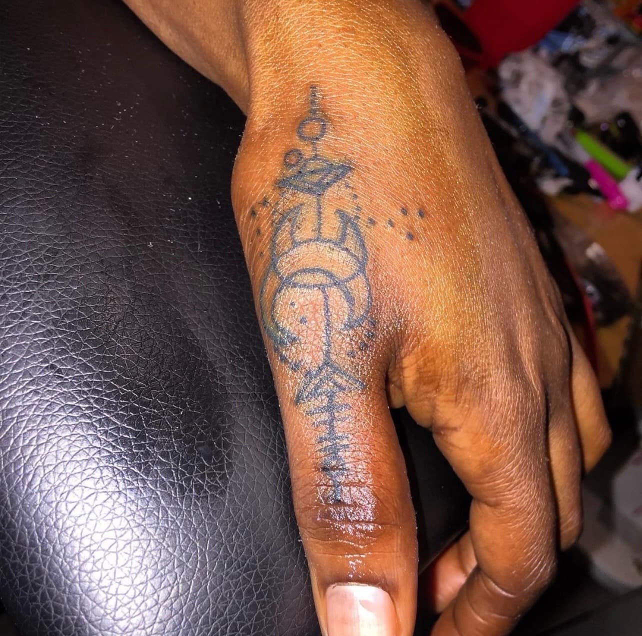Stick & Poke + Black-work lines tattoo on Hand by Art_by_Prynce on TattMe