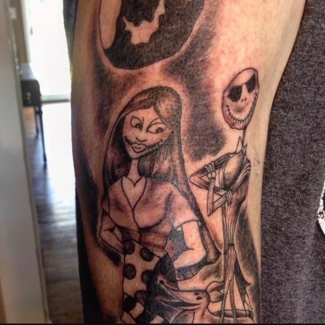 Black & Grey + Illustrative jack skellington tattoo on Upper Arm by Art_by_Prynce on TattMe