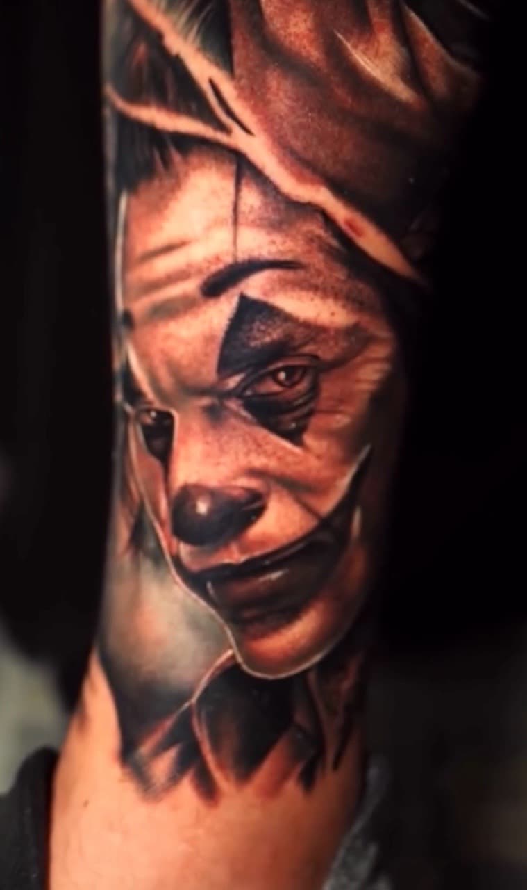 Realism + Portrait joker tattoo on Forearm by Tattoosbyjm on TattMe