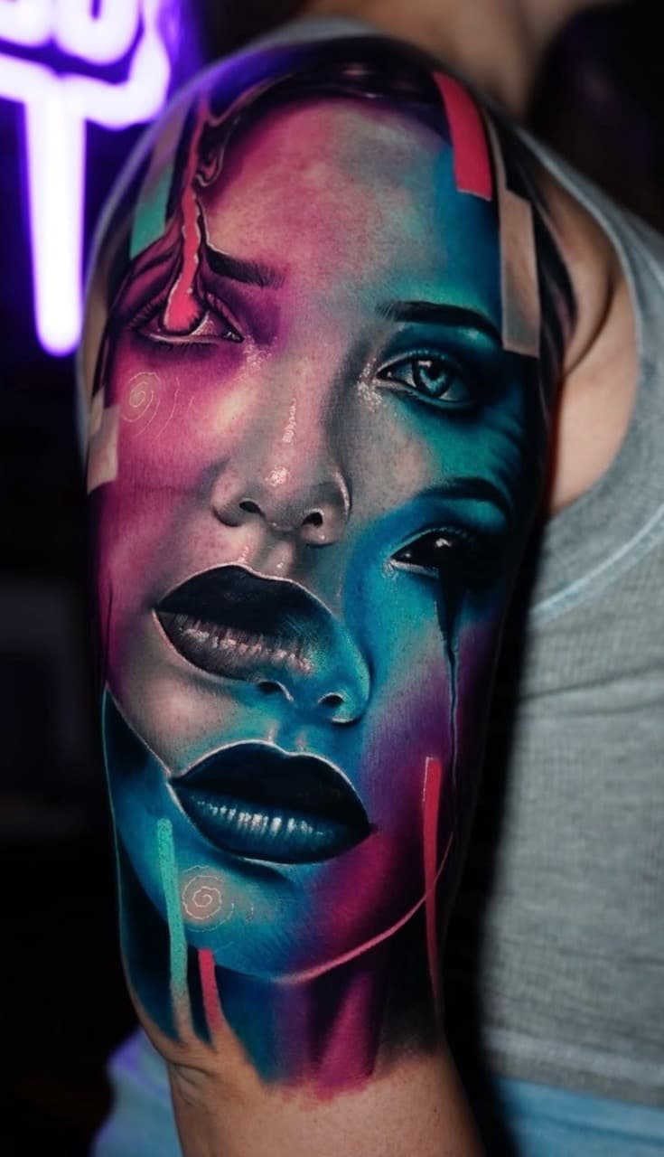 Realism + Color woman tattoo on Upper Arm by Tattoosbyjm on TattMe