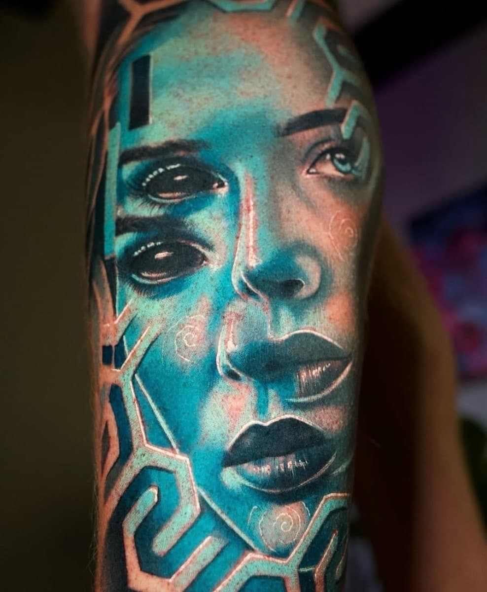 Realism + Surrealism woman tattoo on Forearm by Tattoosbyjm on TattMe