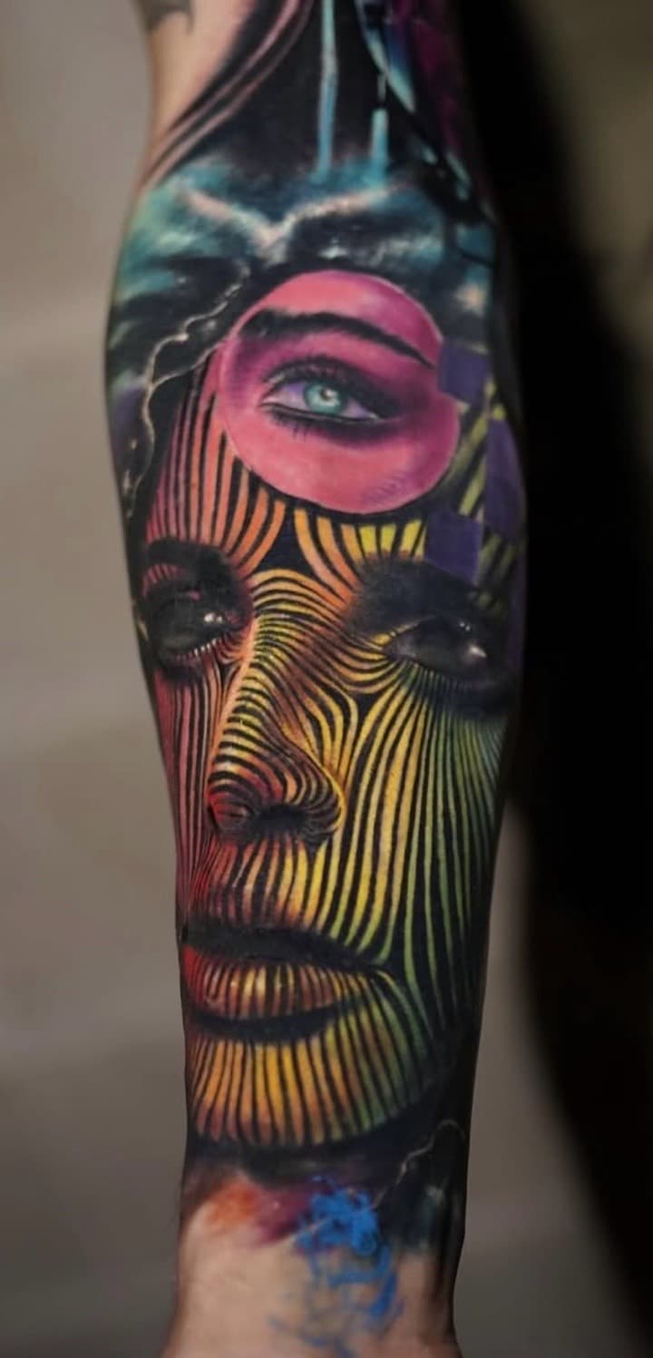 Color + Illustrative woman tattoo on Forearm by Tattoosbyjm on TattMe