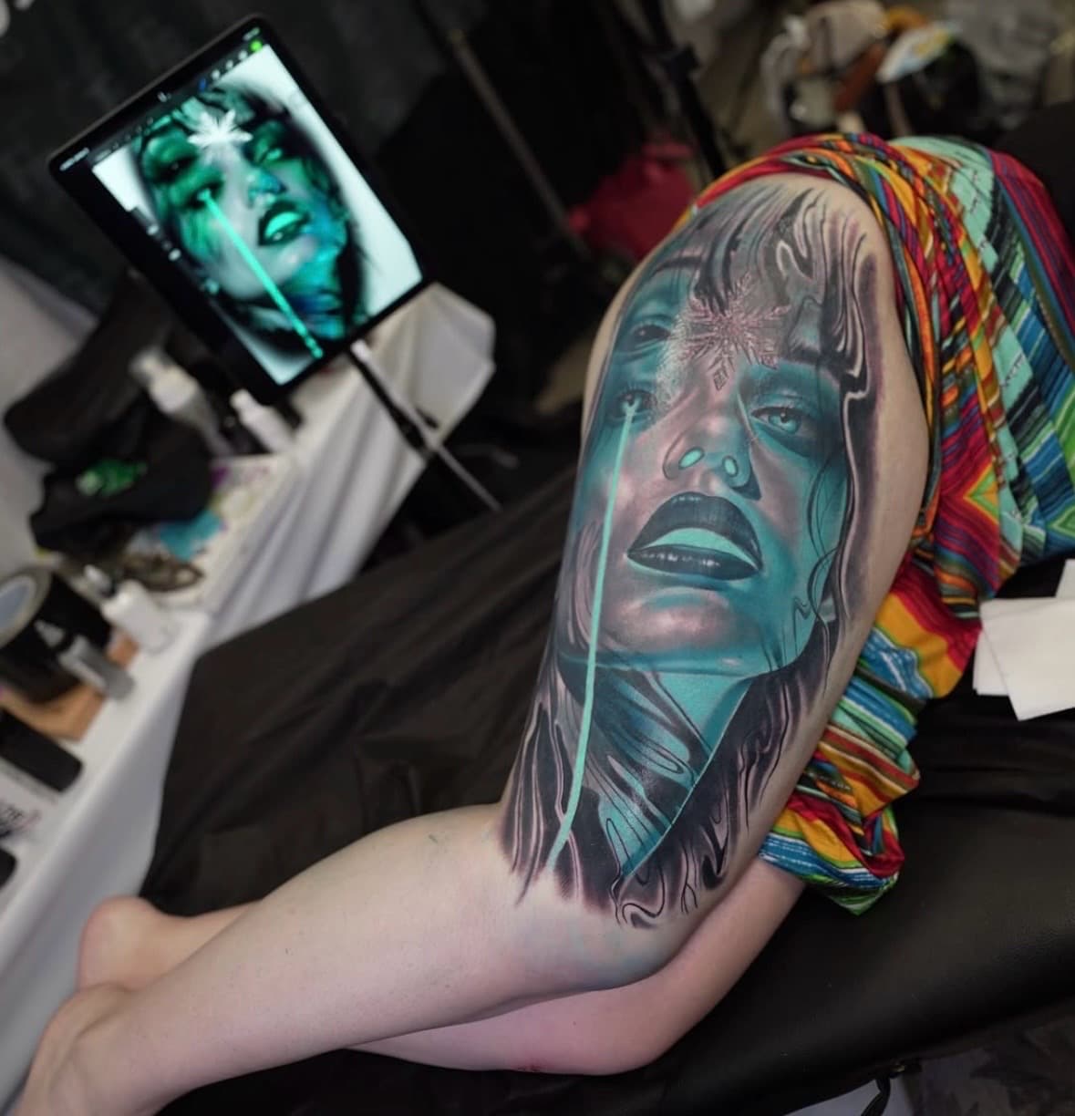 Realism + Illustrative woman tattoo on Upper Arm by Tattoosbyjm on TattMe