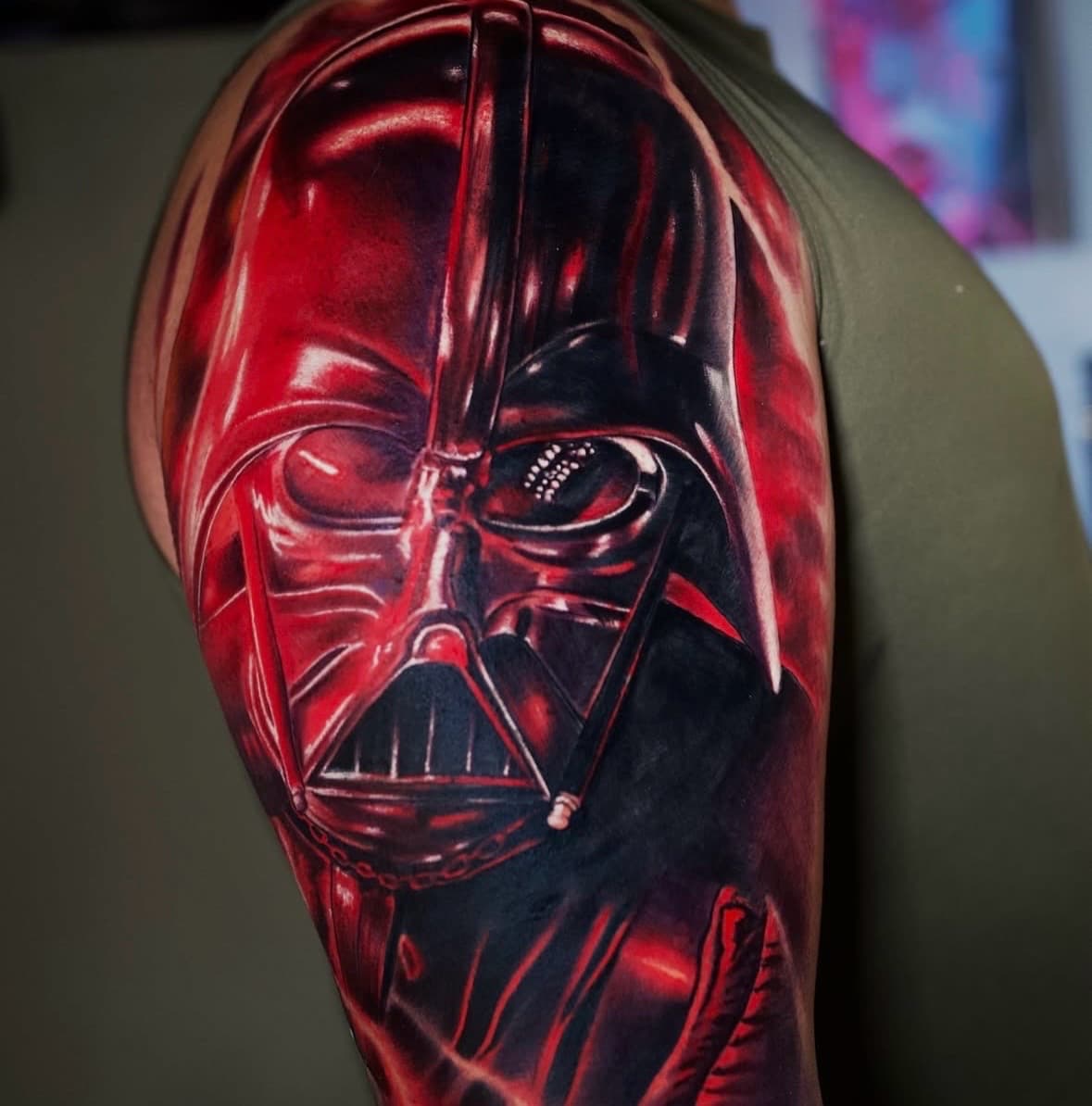 Realism + Color darth vader tattoo on Upper Arm by Tattoosbyjm on TattMe