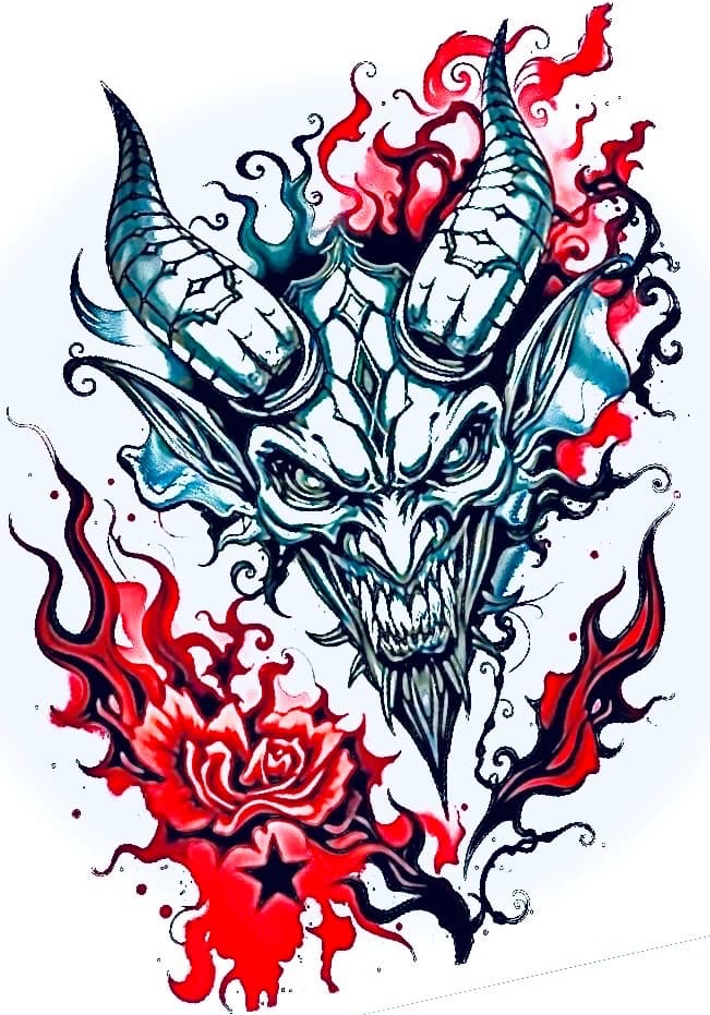 Neo-Traditional + Illustrative demon tattoo by Blessed_Hands_INK on TattMe