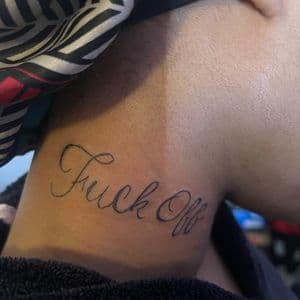 Lettering + Script words tattoo on Neck (Side) by hippie.Inkster on TattMe