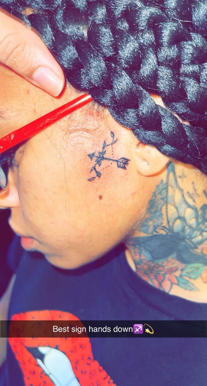 Fine Line + Minimalist arrow tattoo on Face by hippie.Inkster on TattMe