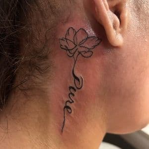 Fine Line + Floral flower tattoo on Neck (Side) by hippie.Inkster on TattMe