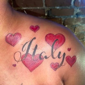 Lettering + Script italy tattoo on Shoulder by hippie.Inkster on TattMe