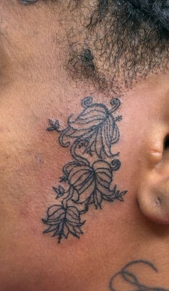 Line-work + Fine Line leaves tattoo on Face by hippie.Inkster on TattMe