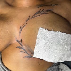 Fine Line + Floral vine tattoo on Sternum by hippie.Inkster on TattMe