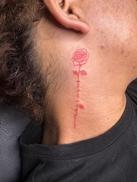 Fine Line + Minimalist rose tattoo on Neck (Side) by hippie.Inkster on TattMe