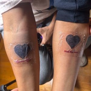 Black-work + Lettering heart tattoo on Forearm by hippie.Inkster on TattMe