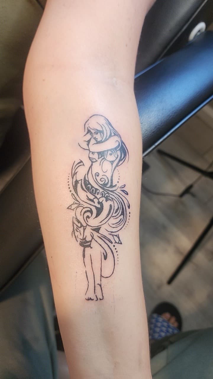 Fine Line + Black-work woman tattoo on Forearm by Eternal_Ink_Tatz on TattMe
