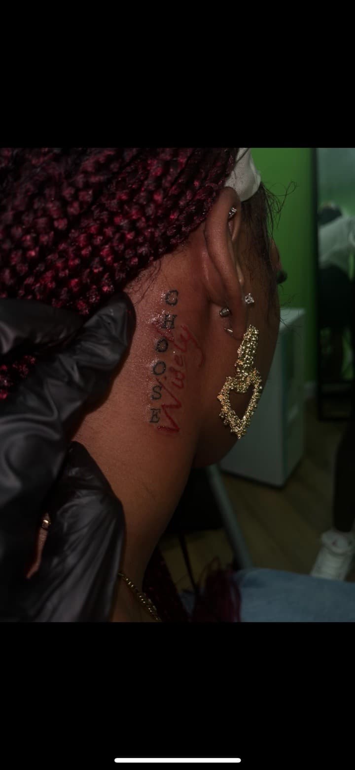 Lettering + Script quote tattoo on Neck (Side) by getrighwliy on TattMe