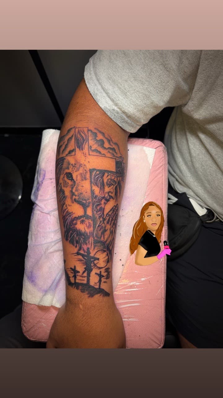 Black & Grey + Realism lion tattoo on Forearm by Inked_Out_by_Mo on TattMe