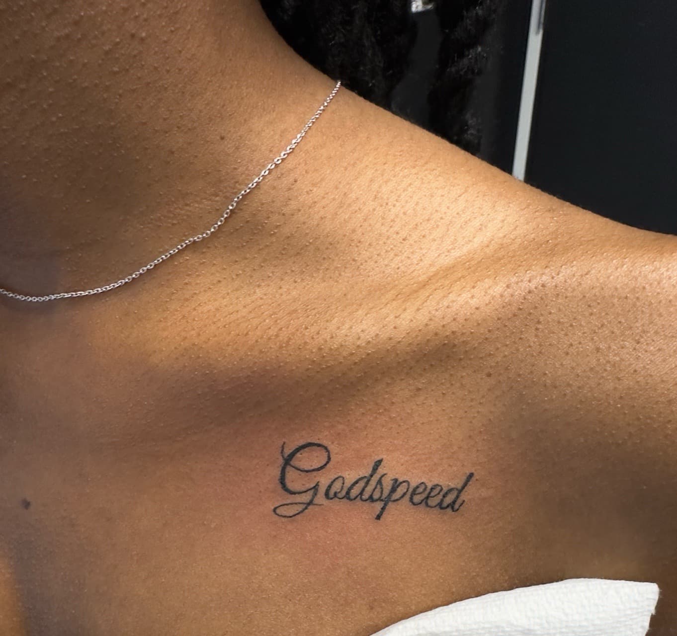 Lettering + Script godspeed tattoo on Chest by Inkbyj on TattMe