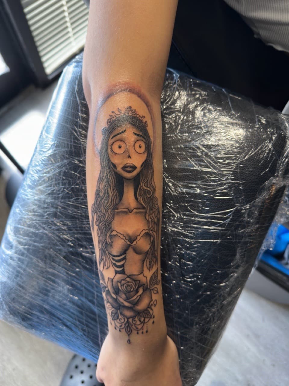 Illustrative + Black & Grey corpse bride tattoo on Forearm by Inkbyj on TattMe