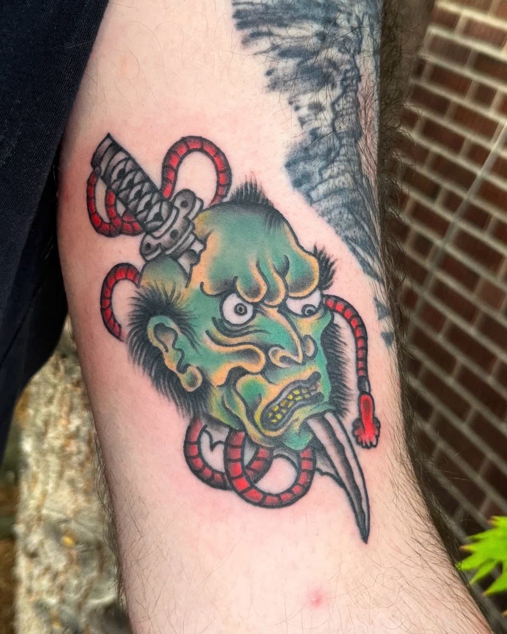Japanese + Traditional demon tattoo on Upper Arm by high_hurdle_tattoo on TattMe