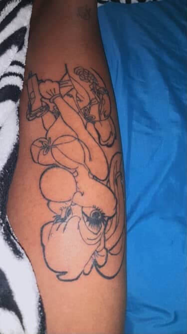Line-work + Cartoon betty boop tattoo on Thigh by InkedByKellz on TattMe