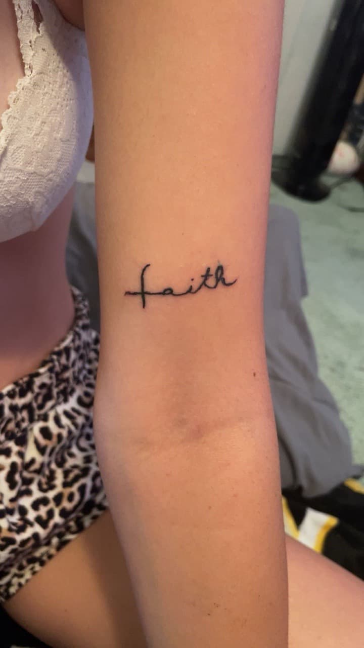 Lettering + Script faith tattoo on Forearm by KiKisTattoos on TattMe