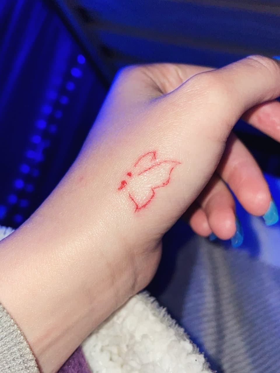 Fine Line + Minimalist rabbit tattoo on Hand by KiKisTattoos on TattMe