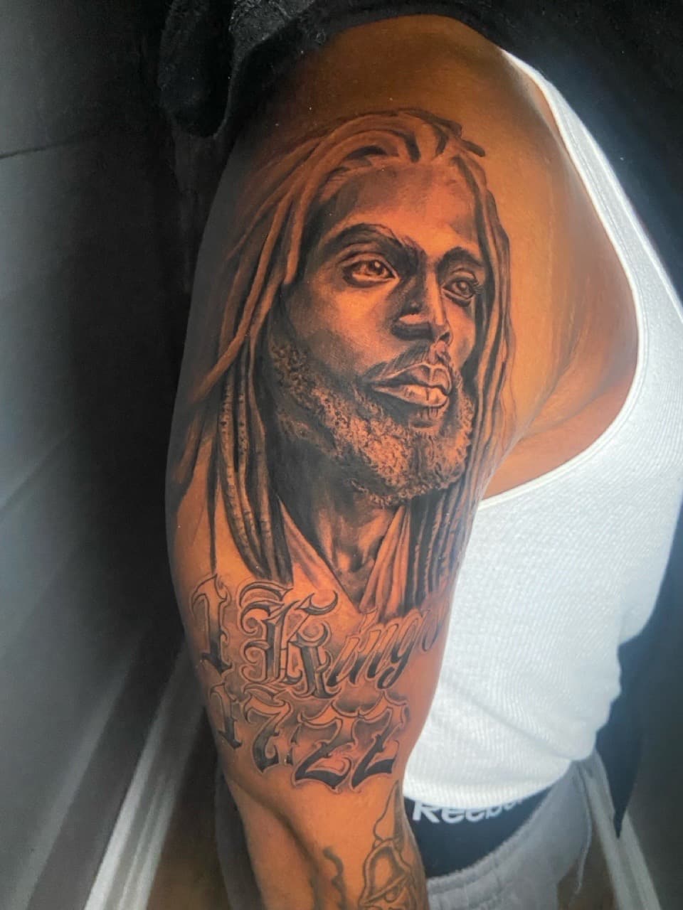 Black & Grey + Realism jesus tattoo on Upper Arm by Mike_Whyt on TattMe