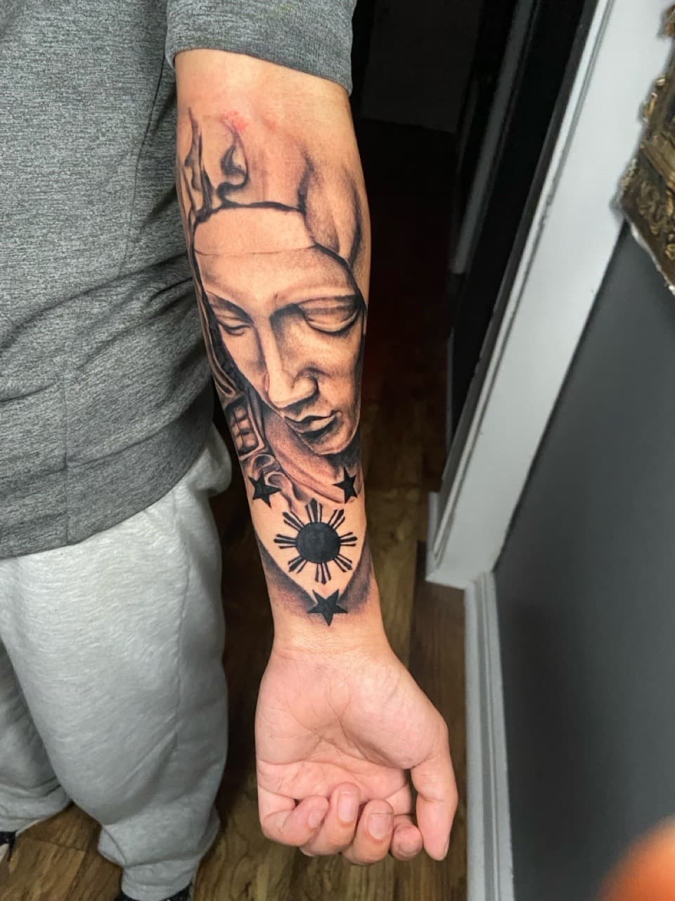 Black & Grey + Realism face tattoo on Forearm by Mike_Whyt on TattMe