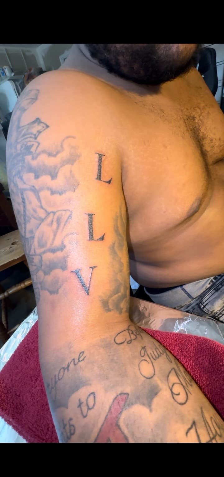 Lettering + Script letters tattoo on Full Sleeve by TheTattooKennel on TattMe