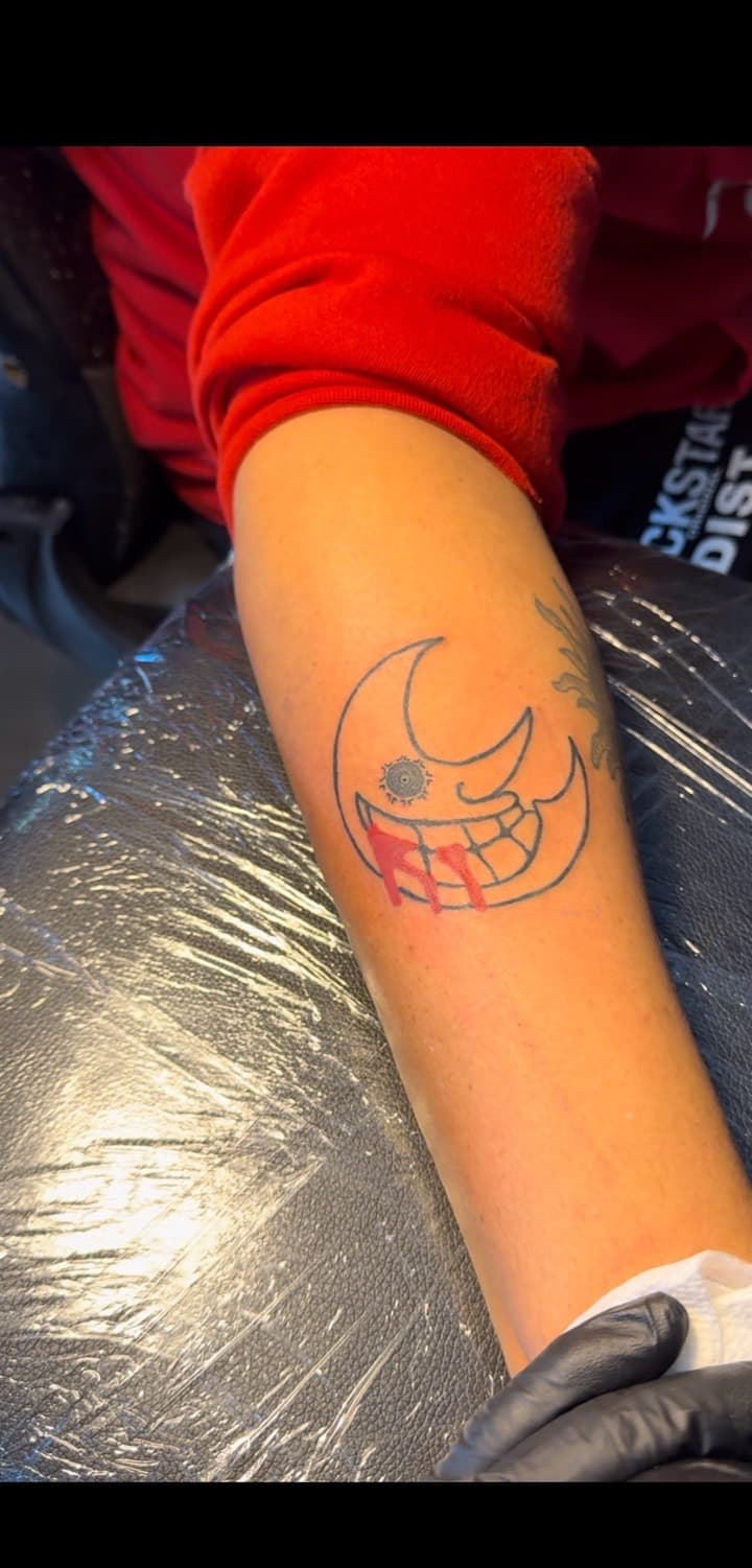 Anime + Illustrative moon tattoo on Forearm by TheTattooKennel on TattMe
