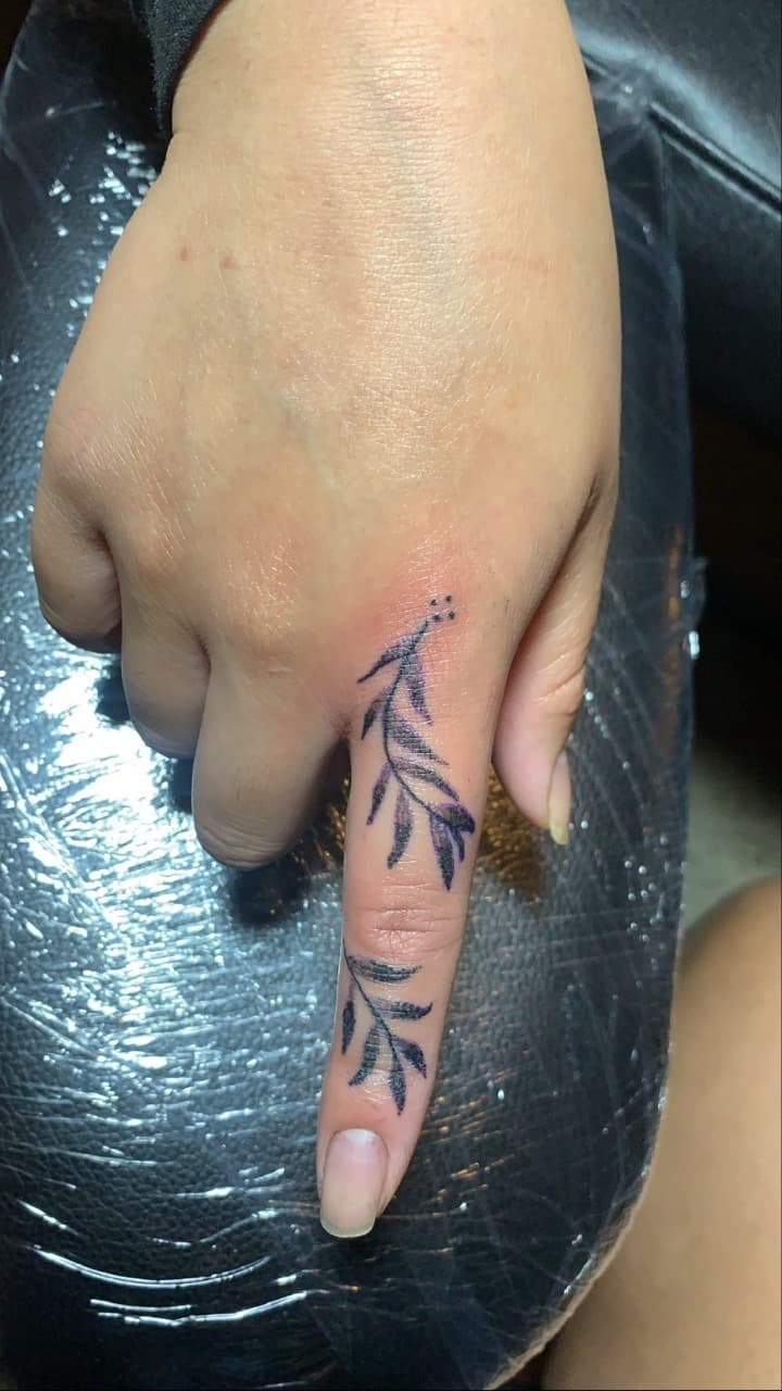 Fine Line + Minimalist branch tattoo on Fingers by inkedbyshyllc on TattMe