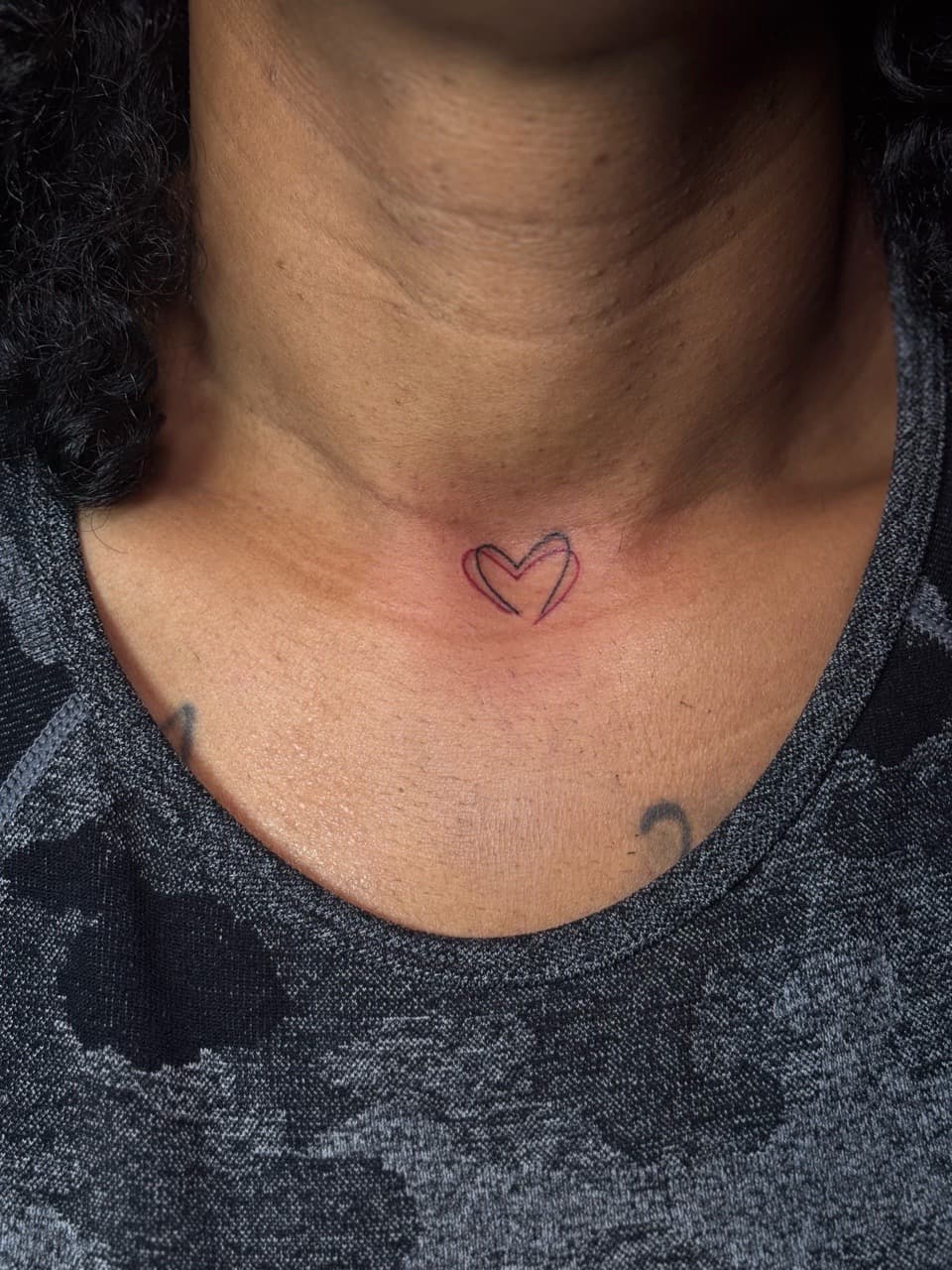 Fine Line + Minimalist heart tattoo on Neck (Front) by inkedbyshyllc on TattMe