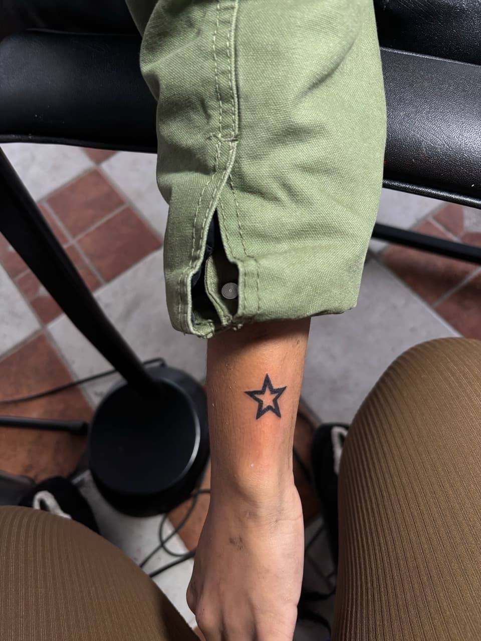 Black-work + Minimalist star tattoo on Forearm by inkedbyshyllc on TattMe