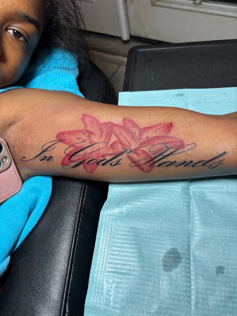 Floral + Lettering flowers tattoo on Forearm by inkedbyshyllc on TattMe