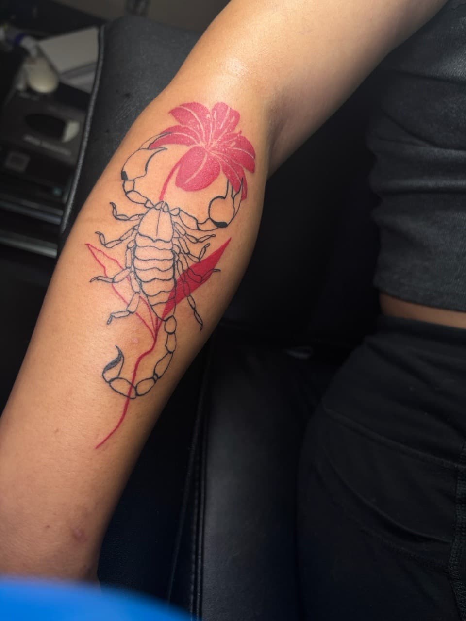 Illustrative + Line-work scorpion tattoo on Forearm by inkedbyshyllc on TattMe