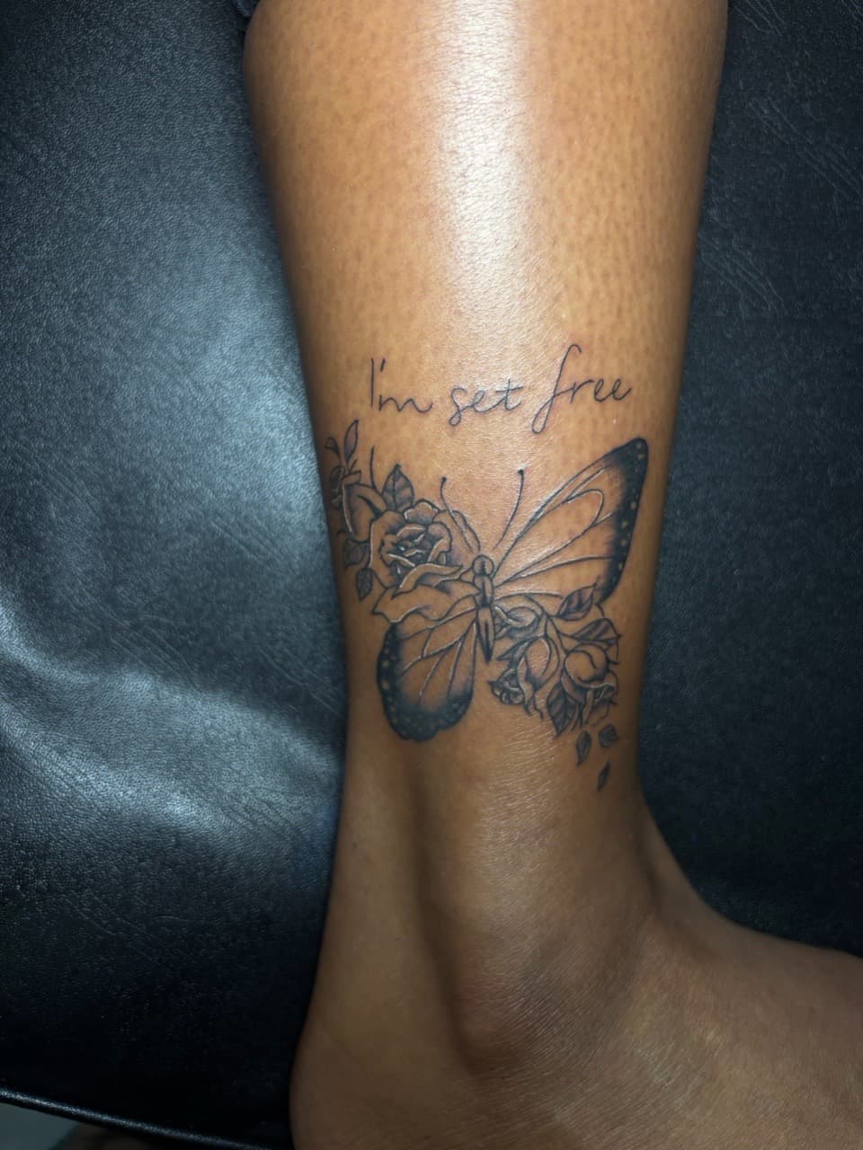 Fine Line + Black & Grey butterfly tattoo on Ankle by inkedbyshyllc on TattMe