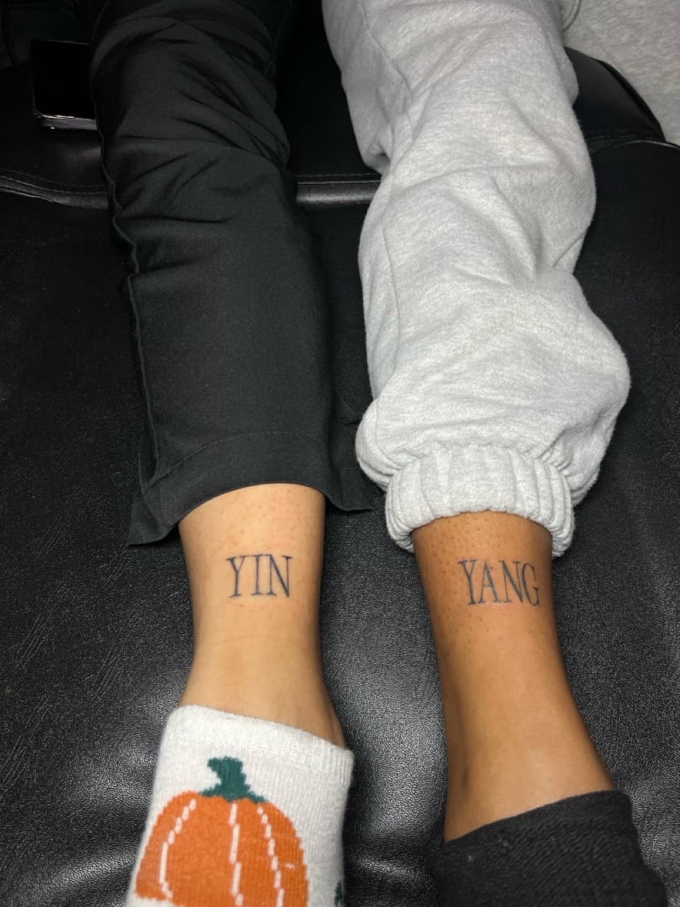 Lettering + Minimalist yin tattoo on Ankle by inkedbyshyllc on TattMe