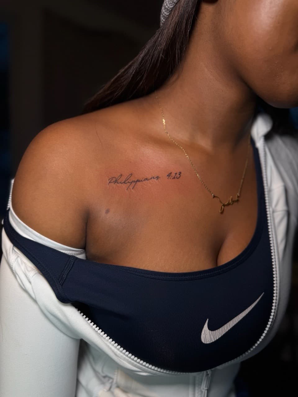 Fine Line + Lettering scripture tattoo on Chest by inkedbyshyllc on TattMe