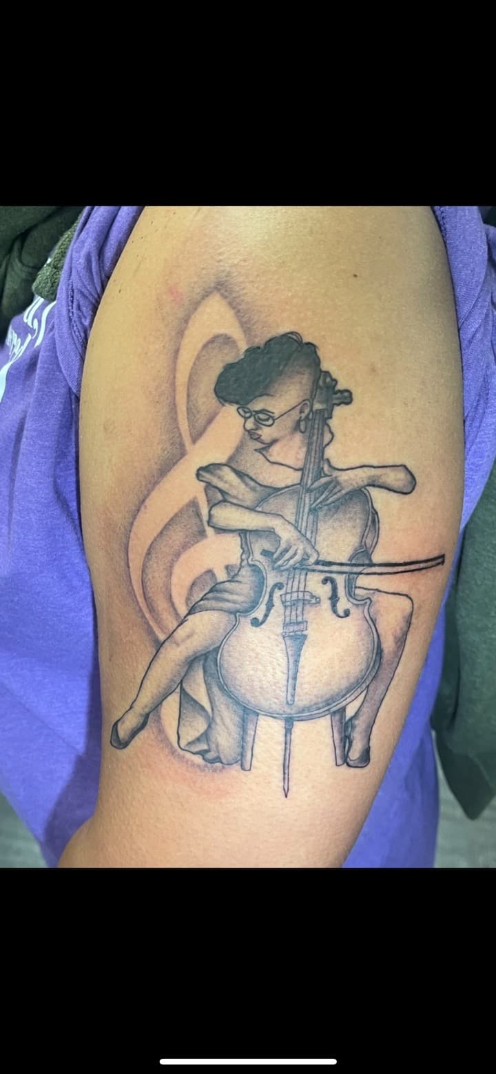 Black & Grey + Illustrative woman tattoo on Upper Arm by Ink_by_Noble on TattMe