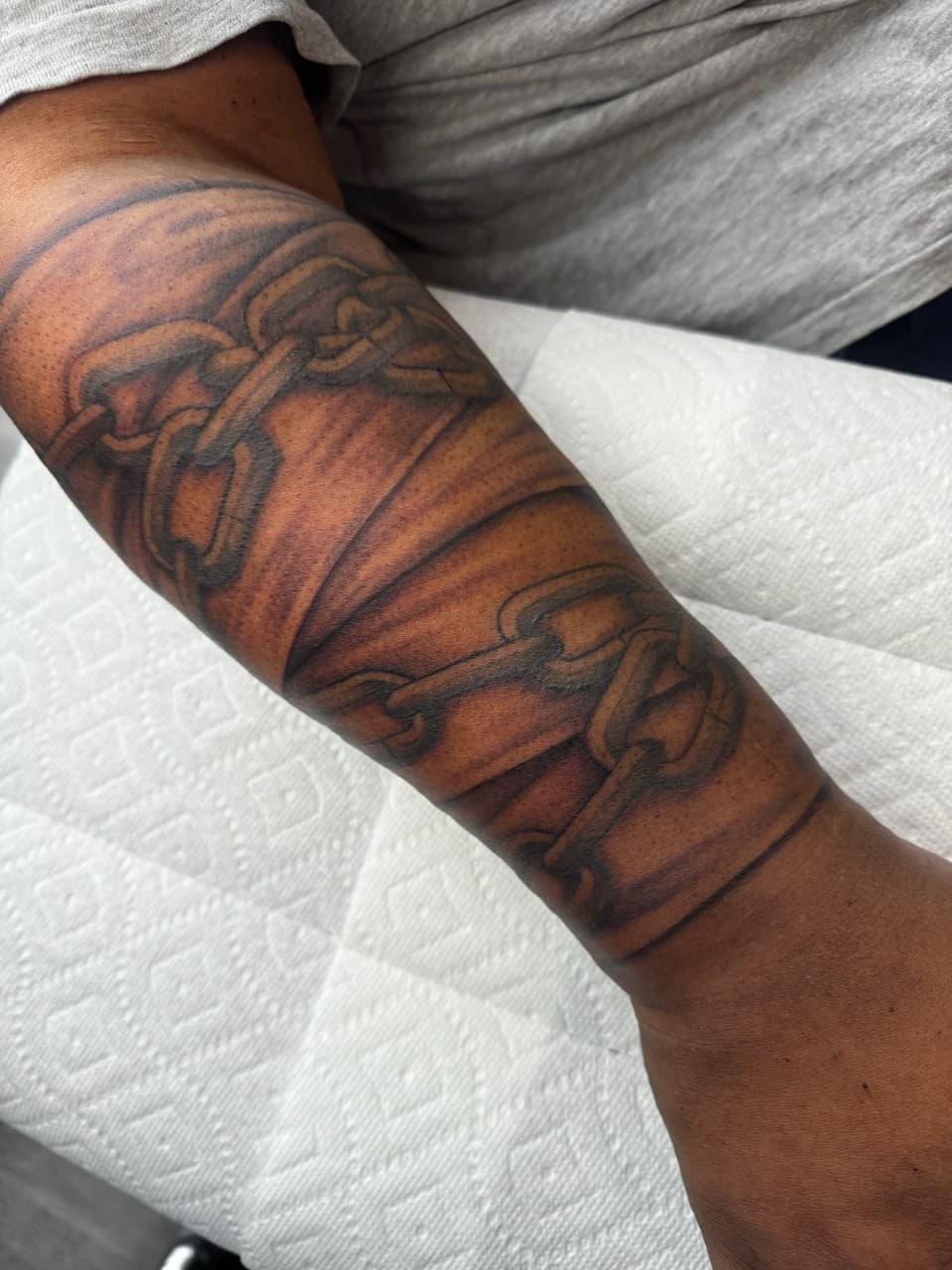 Black & Grey + Illustrative chains tattoo on Forearm by Ink_by_Noble on TattMe